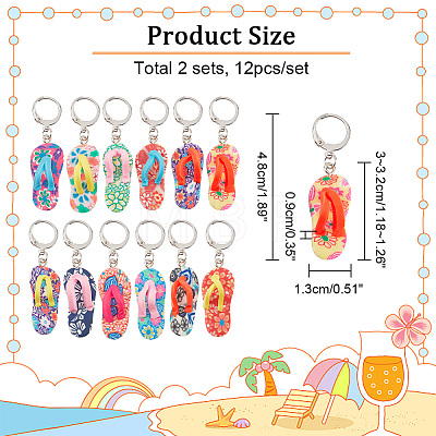 12Pcs 12 Colors Handmade Polymer Clay Sandy Beach Shoe Locking Stitch Marker HJEW-PH01561-1