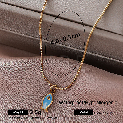 Vintage 304 Stainless Steel Enamel Pendant Necklaces for Women CT2063-3-1