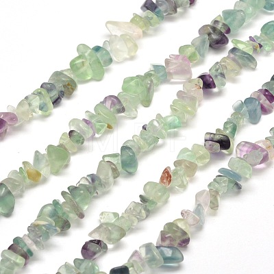Natural Fluorite Chip Bead Strands G-M205-08-1