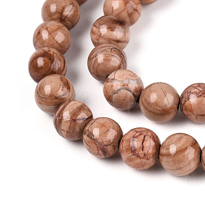 Natural Wood Lace Stone Wooden Jasper Beads Strands G-T143-30A-02-1