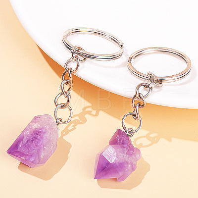 Raw Rough Natural Amethyst Cluster Keychains FIND-PW0017-08-1