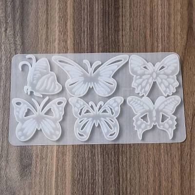 Rectangle with Butterfly Pattern DIY Pendant Silicone Molds DIY-G114-04-1