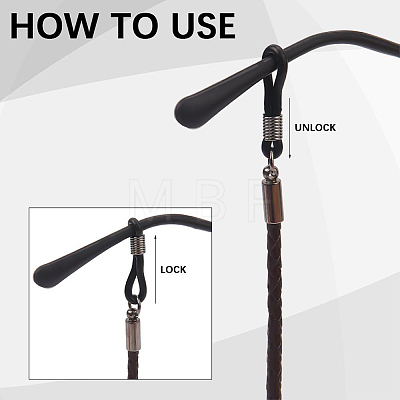 2Pcs 2 Styles Cowhide Neck Strap for Eyeglasses AJEW-CL0004-76A-1