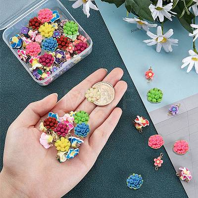 SUNNYCLUE 60Pcs 3 Style Handmade Polymer Clay Links Connectors FIND-SC0001-85-1