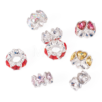 8Pcs 2 Styles Alloy Rhinestone European Beads FIND-TA0010-84-1
