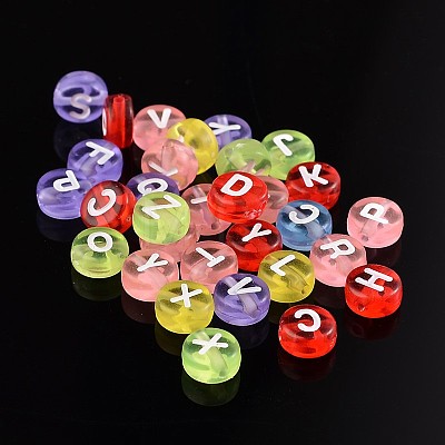 Transparent Acrylic Horizontal Hole Letter Beads PL41C9070-1