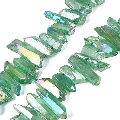 Spray Painted Electroplate Natural Quartz Crystal Points Beads Strands G-Q610-02F-1