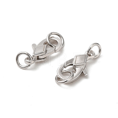 Rhodium Plated 925 Sterling Silver Lobster Claw Clasps with Jump Rings STER-D006-22P-1