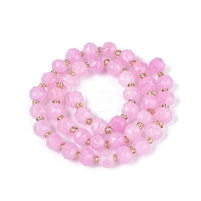 Ombre Effect Dyed Transparent Crackle Glass Beads Strands GLAA-Q111-8MM-06-1