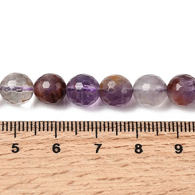 Natural Purple Phantom Quartz Purple Lodolite Quartz Round Beads Strands G-Z127-B01-8mm-1