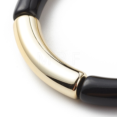 Acrylic Curved Tube Beaded Stretch Bracelet for Women BJEW-JB08439-02-1