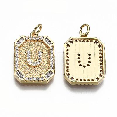 Brass Micro Pave Clear Cubic Zirconia Pendants KK-S356-234U-G-NF-1