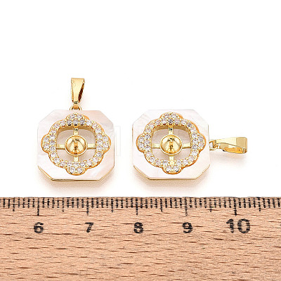 Brass Micro Pave Cubic Zirconia Cup Pearl Peg Bails Pin Pendants KK-T079-04G-1