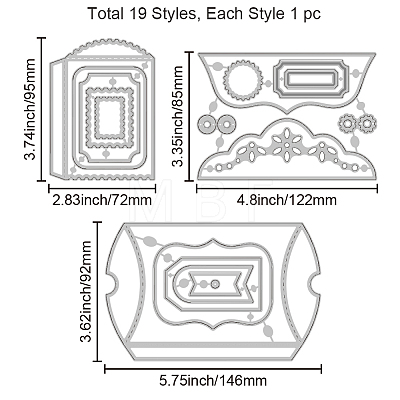 Pillow Box Carbon Steel Cutting Dies Stencils DIY-WH0309-2078-1