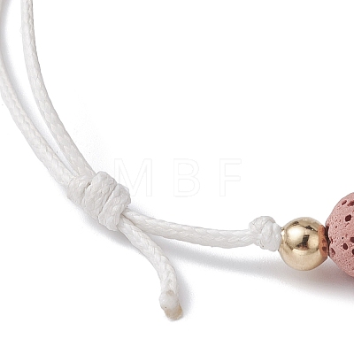 Dyed Natural Lava Rock Round Braided Bead Bracelets BJEW-JB09906-1