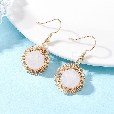Gemstone Flower Dangle Earrings EJEW-JE06720-1