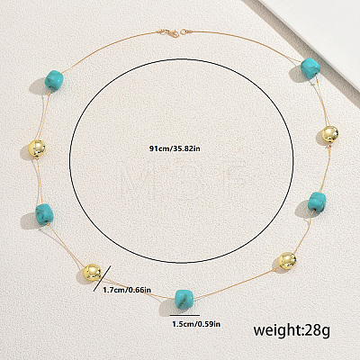 Cube Acrylic & Iron Flat Round Link Chain Long Necklaces for Women SF2895-1-1