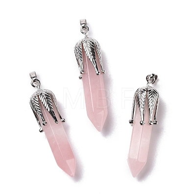 Natural Rose Quartz Big Pointed Pendants G-E059-03AS-08-1