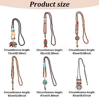 6Pcs 6 Style Natural & Synthetic Mixed Gemstone Lariat Necklaces Set NJEW-AN0001-36-1