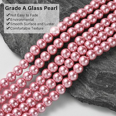 Eco-Friendly Dyed Glass Pearl Bead Strands X-HY-A008-6mm-RB109-1