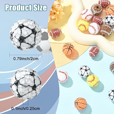 12Pcs 6 Styles Sport Theme Opaque Acrylic Resin Beads MACR-YW0004-78-1