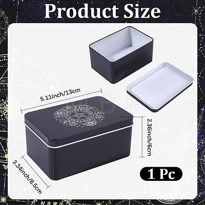 Cross & Star Printed Iron Tarot Card Collection Boxes AJEW-CN0007-91B-1