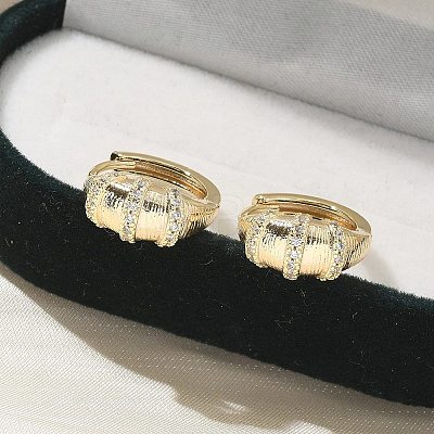 Brass Clear Cubic Zirconia Hoop Earrings EJEW-Q014-21G-1