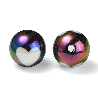 UV Plating Rainbow Iridescent Acrylic Beads OACR-F004-09A-1