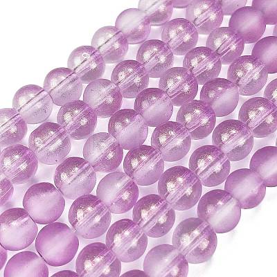 Frosted Transparent Glass Bead Strands GLAA-P065-6mm-07-1