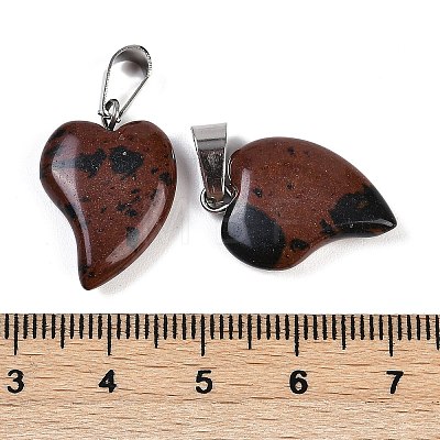 Natural Mahogany Obsidian Heart Pendants G-H073-03P-12-1