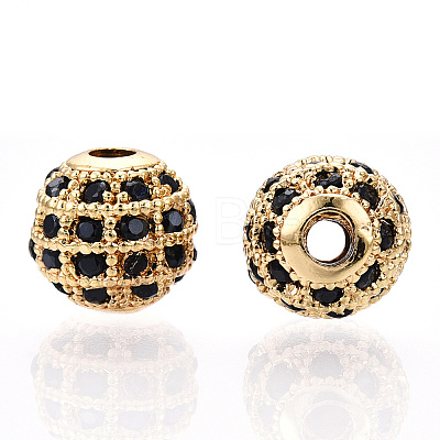 Rack Plating Brass Cubic Zirconia Beads ZIRC-S001-8mm-B02-1