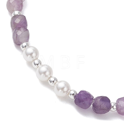 Natural Amethyst Beaded Stretch Bracelets BJEW-JB13199-03-1