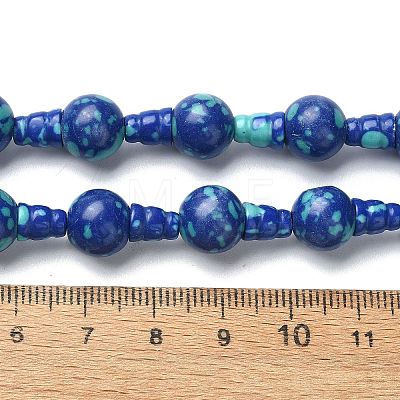 Synthetic Chrysocolla 3-Hole Guru Bead Strands G-K149-46-1