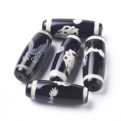 Tibetan Style Dragon Pattern dZi Beads X-TDZI-D008-20-1