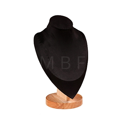 Bust Velvet & Wooden Necklace Display Stands NDIS-WH0020-03A-1