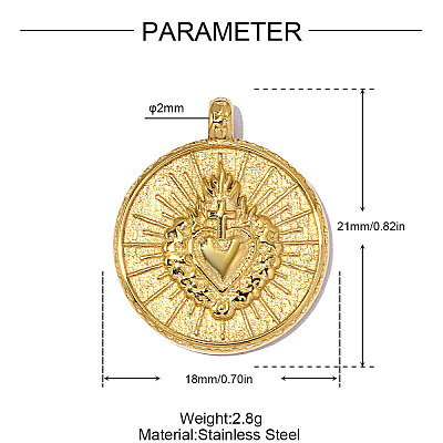 304 Stainless Steel Pendants STAS-OY014-66G-1