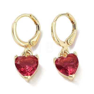 Real 18K Gold Plated Brass Heart Dangle Leverback Earrings EJEW-L269-046G-01-1