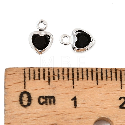Heart Brass Glass Charms KK-S385-01S-01-1