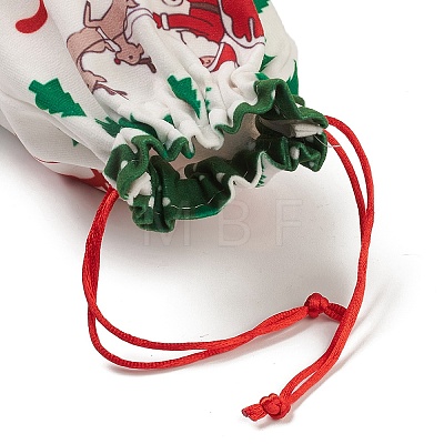 Christmas Theme Rectangle Cloth Bags with Jute Cord ABAG-P008-01E-1