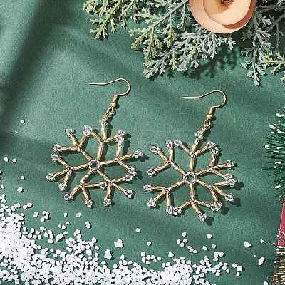 Glass Snowflake Dangle Earrings EJEW-MZ00253-02-1