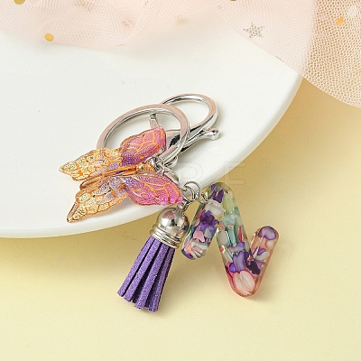 Resin Letter & Acrylic Butterfly Charms Keychain KEYC-YW00001-26-1