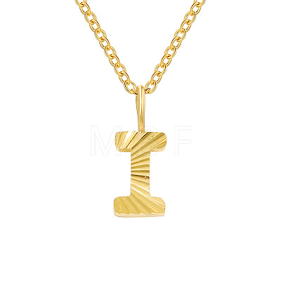 Personalized Stainless Steel Textured Alphabet Initial Pendant Necklaces for Women Men RF0956-9-1