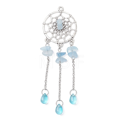 3Pcs 3 Styles Alloy Woven Net with Teardrop Big Pendants PALLOY-JF04660-1