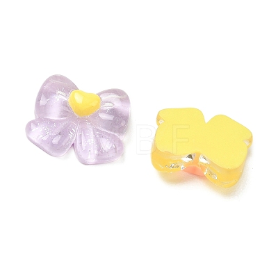 Two Tone Transparent Resin & Glitter Powder Cabochons RESI-A055-06-1