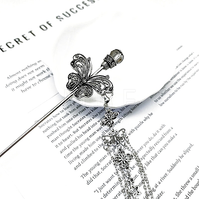 Alloy Butterfly Hair Sticks PW-WGE0A85-01-1