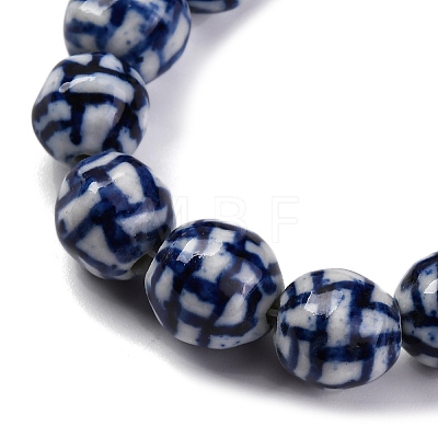 Handmade Blue and White Porcelain Beads Strands PORC-I027-03B-1