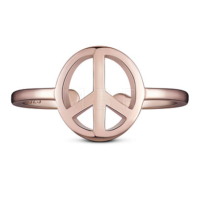 TINYSAND Adjustable Sterling Silver Peace Sign Cuff Finger Ring TS-R275-RG-1