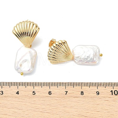 304 Stainless Steel and Natural Baroque Pearl Keshi Pearl Stud Earrings EJEW-JE07106-02-1