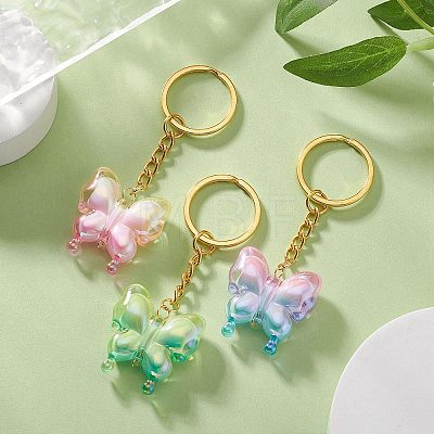 Butterfly UV Plating Rainbow Iridescent Acrylic Pendant Keychain KEYC-JKC00485-1