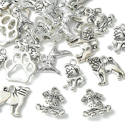 25Pcs 5 Style Tibetan Style Puppy Pendants TIBEP-YW0001-54-1